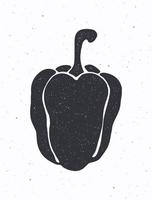 klocka peppar eller paprika silhuett. vektor illustration. ingrediens för vegetabiliska sallad. friska vegetarian mat