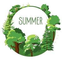 säsongsbetonade kort med sommarträd vektor
