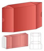 låda förpackning stansad mall design. 3d mock-up vektor