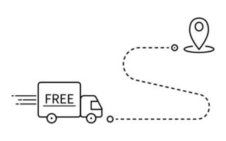 schnell Lieferung LKW Weg. Industrie Fracht LKW Transport. Kurier Bedienung Lieferung. Linie Ladung van ziehen um schnell. Straße Fracht LKW Transport. vektor