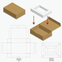 låda förpackning stansad mall design. 3d mock-up vektor