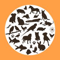 16 djur vektor silhuetter