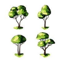 uppsättning av låg poly träd. geometrisk 3d träd. följe element för de landskap design. vektor. vektor