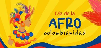 afro-colombianska dag i colombia i spanska. horisontell baner i ljus färger resa begrepp till colombia. vektor