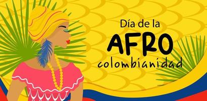 afro-colombianska dag i colombia i spanska. horisontell baner i ljus färger resa begrepp till colombia. vektor