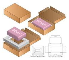 låda förpackning stansad mall design. 3d mock-up vektor