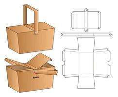 låda förpackning stansad mall design. 3d mock-up vektor