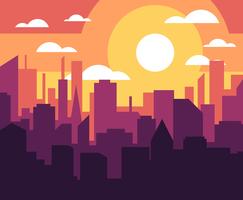 Stadtbild-Sonnenuntergang-Illustration vektor