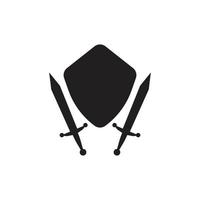 två svärd och skydda logotyp ikon vektor. vektor