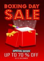 Boxing Day Sale mit Geschenkbox offenes Werbeplakat vektor