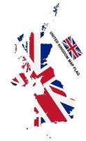 Förenade kungarikets flaggkarta på vit bakgrund vektor