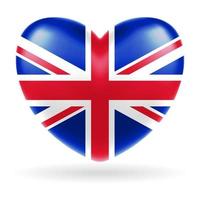 England Vereinigte Königreich Flagge Herz Form Vektor