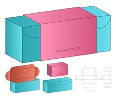 låda förpackning stansad mall design. 3d mock-up vektor