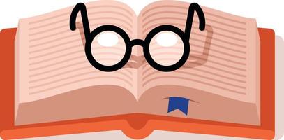 vektor grafik av ett öppen bok och läsning glasögon på den