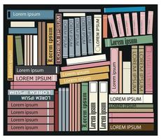 vektor bild av olika böcker på en bokhylla