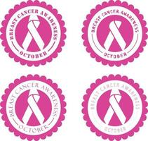 bröst cancer medvetenhet klistermärken med 4 annorlunda typsnitt vektor