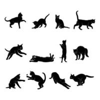 uppsättning katt shiluette illustration vektor