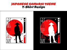 samuraj med röd måne t-shirt design. urban samuraj. silhuett japan samuraj vektor för design t-shirt begrepp. samuraj vektor illustration
