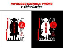 Silhouette Japan Samurai Vektor zum Design T-Shirt Konzept. Samurai mit rot Mond T-Shirt Design. Strassenmode Thema T-Shirt. Samurai Vektor Illustration. städtisch Samurai.