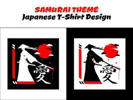 Silhouette Japan Samurai Vektor zum Design T-Shirt Konzept. städtisch Samurai mit Blut. Samurai mit rot Mond T-Shirt Design. Samurai Vektor Illustration. Strassenmode Thema T-Shirt.