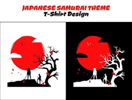 Paar Samurai. städtisch Samurai. japanisch Thema Design. Silhouette Japan Samurai Vektor zum Design t Hemd Konzept. japanisch T-Shirt Design. Samurai Vektor Illustration.