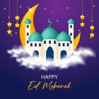 Lycklig eid mubarak hälsning kort mall vektor