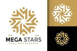 Brief m Mega Star Ornament Logo Vektor Symbol Illustration