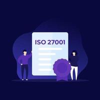 ISO 27001 Zertifikat und Personen, Vektor-Illustration vektor