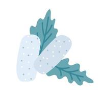 Minzgummipads mit Blättern auf weißem Grund. frischer Atem, Zahnhygiene. Vektorillustration im flachen Stil, Ikone vektor