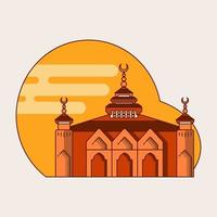 rödbrun Färg platt stil moské illustration vektor