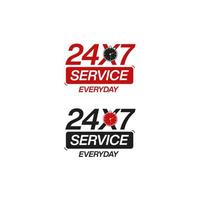 24x7 Bedienung täglich Vektor Design