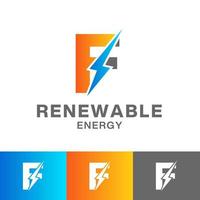 f brev förnybar energi logotyp design vektor