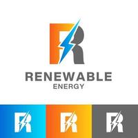 r brev förnybar energi logotyp design vektor