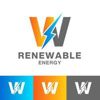 w Brief verlängerbar Energie Logo Design vektor