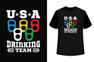 Allt amerikan dricka team 4:e av juli unisex- t skjorta design vektor