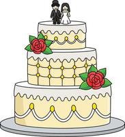 Hochzeit Kuchen Karikatur farbig Clip Art Illustration vektor