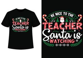 lärare santa är tittar på t-shirt design vektor