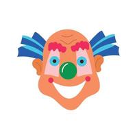 vektor illustration av en leende clown på en vit bakgrund. cirkus karneval tecknad serie konst illustration. design för Lycklig födelsedag fest, affisch, baner, kort, webb webbplats, modern trendig platt stil