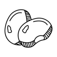 zwei Niere Bohnen schwarz und Weiß Vektor Linie Symbol