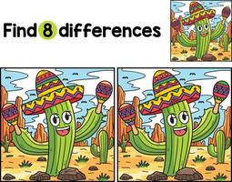 cinco de mayo kaktus sombrero hitta de skillnader vektor