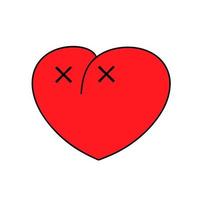 hjärta är vände sig av. ut av avgift hjärta ikon, rolig tecknad serie karaktär vektor