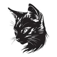 Katze Gesicht, Silhouetten Katze Gesicht SVG, schwarz und Weiß Katze Vektor