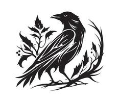svart fåglar korp, gala, råka eller kaja. vektor illustration i retro stil
