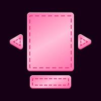 Satz von glänzenden rosa Spiel-UI-Brett-Popup-Vorlage für GUI-Asset-Elemente vektor