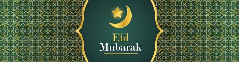 golden eid Mubarak Banner und Poster Vorlage mit islamisch Ornament Star und Halbmond Mond vektor