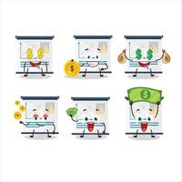 företag presentation tecknad serie karaktär med söt uttryckssymbol föra pengar vektor