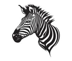 Zebra Gesicht, Silhouetten Zebra Gesicht, schwarz und Weiß Zebra Vektor