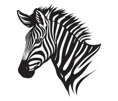 Zebra Gesicht, Silhouetten Zebra Gesicht, schwarz und Weiß Zebra Vektor