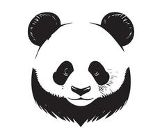 Panda Gesicht, Silhouetten Panda Gesicht, schwarz und Weiß Panda Vektor