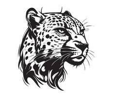 leopard ansikte, silhuetter leopard ansikte, svart och vit leopard vektor